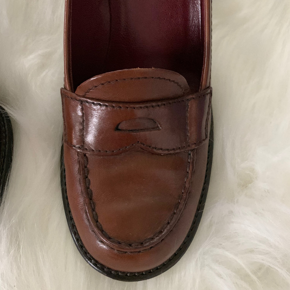 Prada Leather Brown Penny Loafer Pumps - Picture 7 of 8